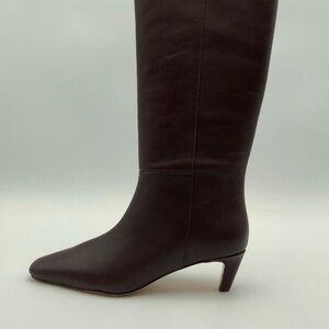 NWT Quince Italian Leather Tall Kitten Heel Boots Espresso Brown Size 7.5